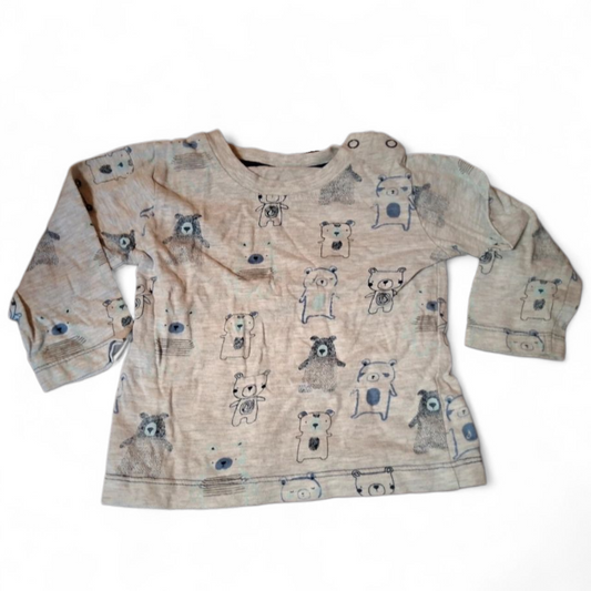 St Bernard Boys Grey Bear Print T-Shirt – 6–9 Months – 100% Cotton