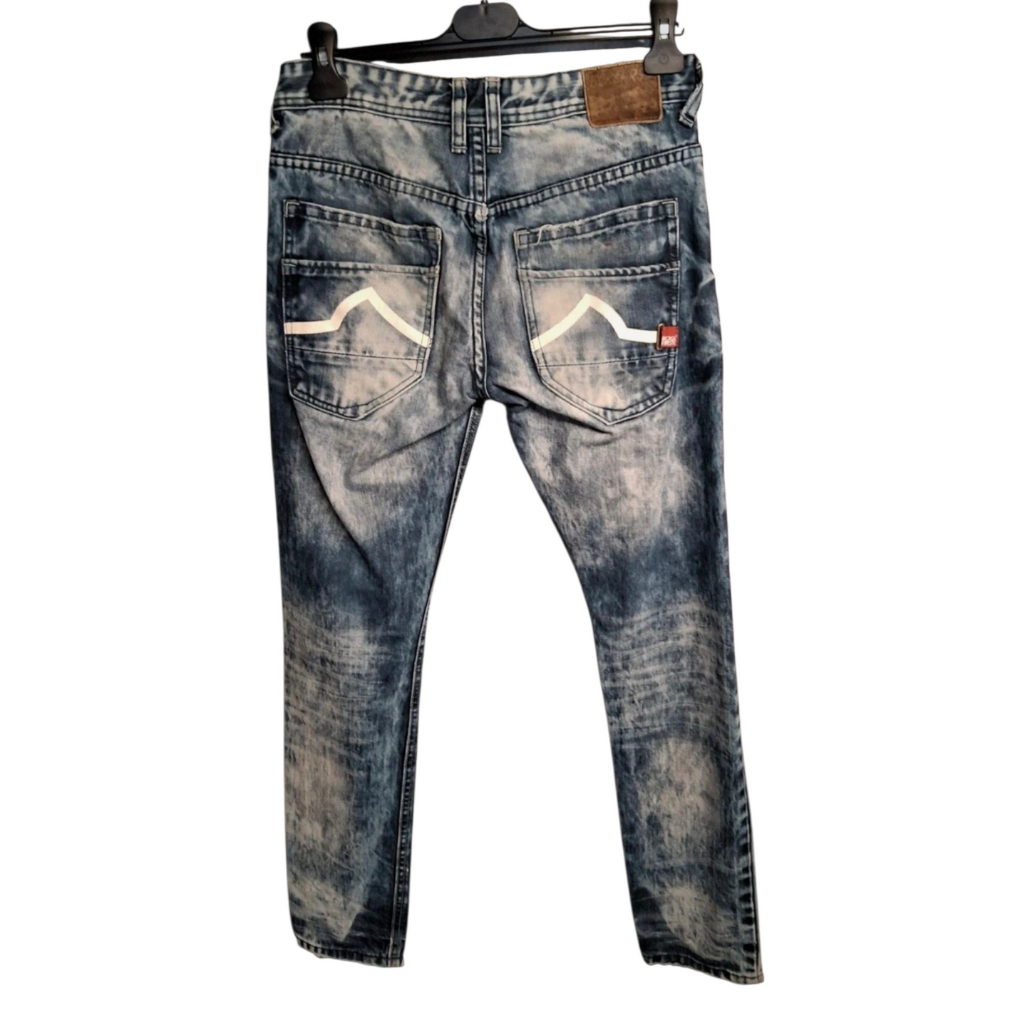 Beck & Hersey Men’s Slim Leg Jeans – Blue Acid Wash – W28 S – 100% Cotton