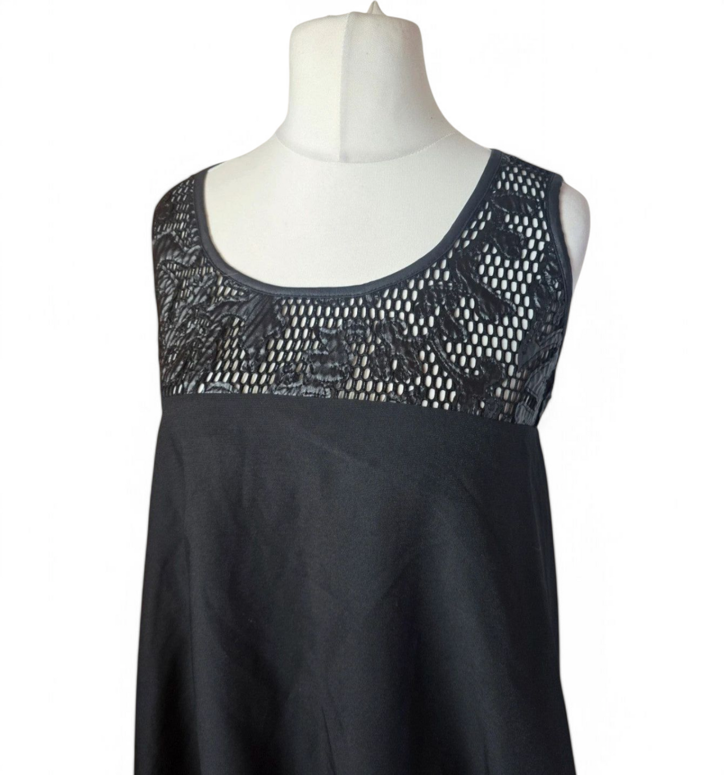 Manuela black sleeveless layered asymmetrical midi dress one size