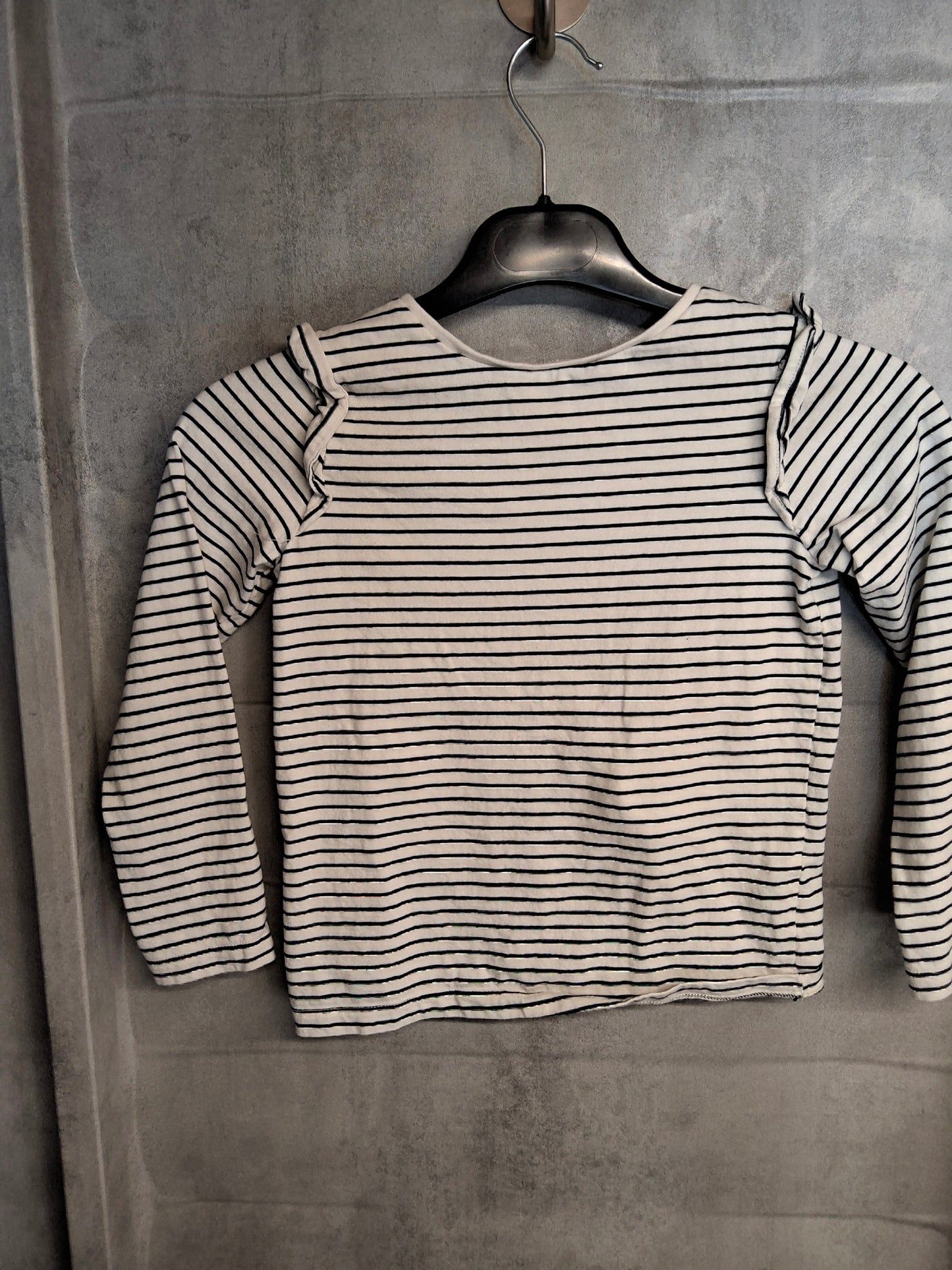 F&F Girls Black & White Striped Long Sleeve T-Shirt – Age 6-7 Years – 100% Cotton