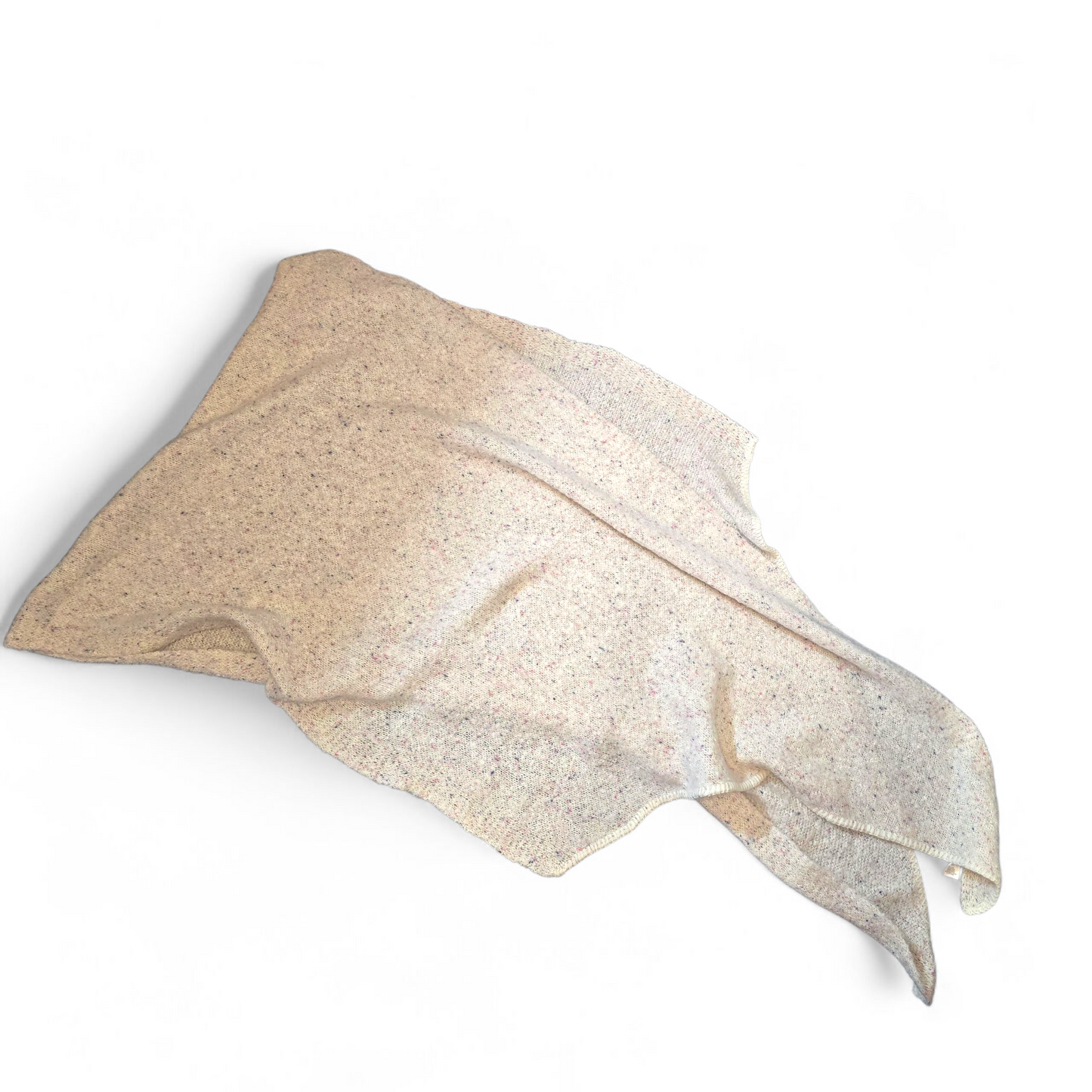 F&F Cream Knitted Shawl – Speckled Pink & Blue Design – Cosy Wrap Style