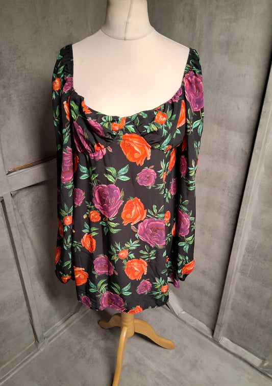 Missguided Black & Multicolour Floral Mini Dress – Size 12 – BNWT