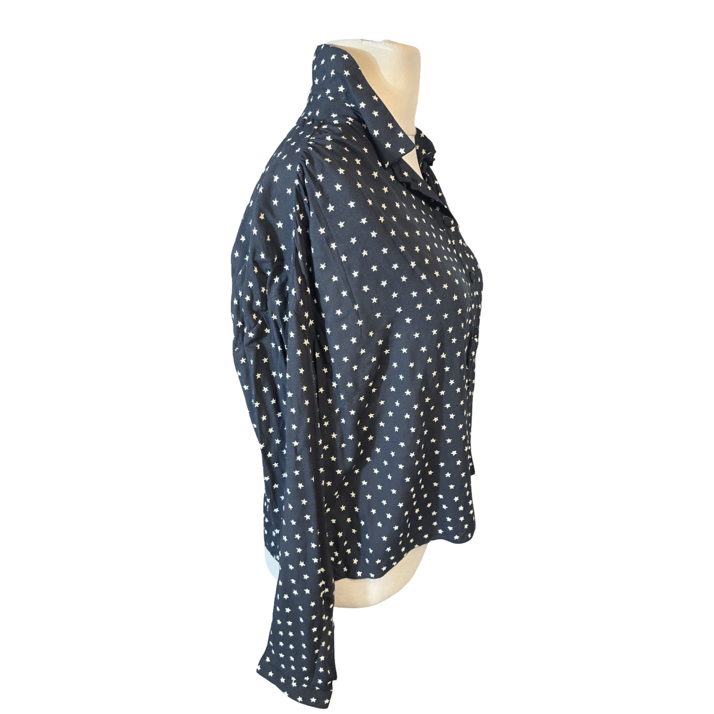 George Black & White Star Print Relaxed Shirt – Size 16 – NWT – Festive & Easy-Wear