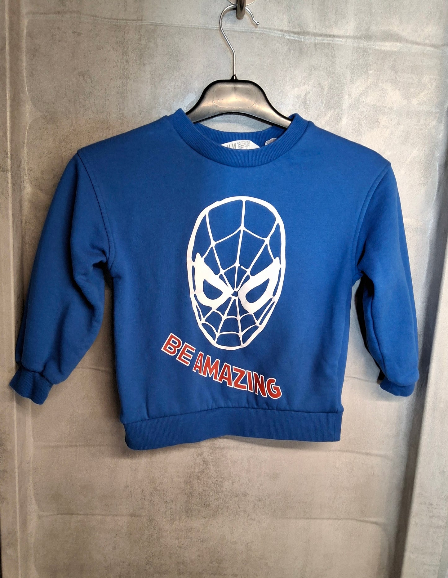 H&M Boys Spiderman Blue Jumper – Age 4-6 Years – Cotton Blend