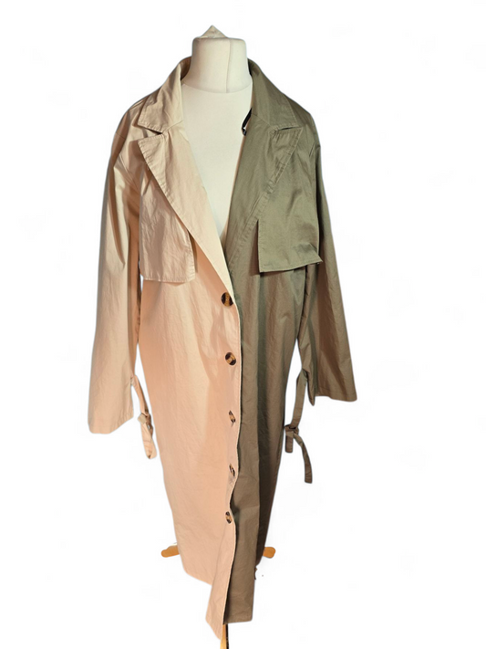 Missguided Colour Block Trench Coat | Size 10 UK | Longline, Lightweight, NWT