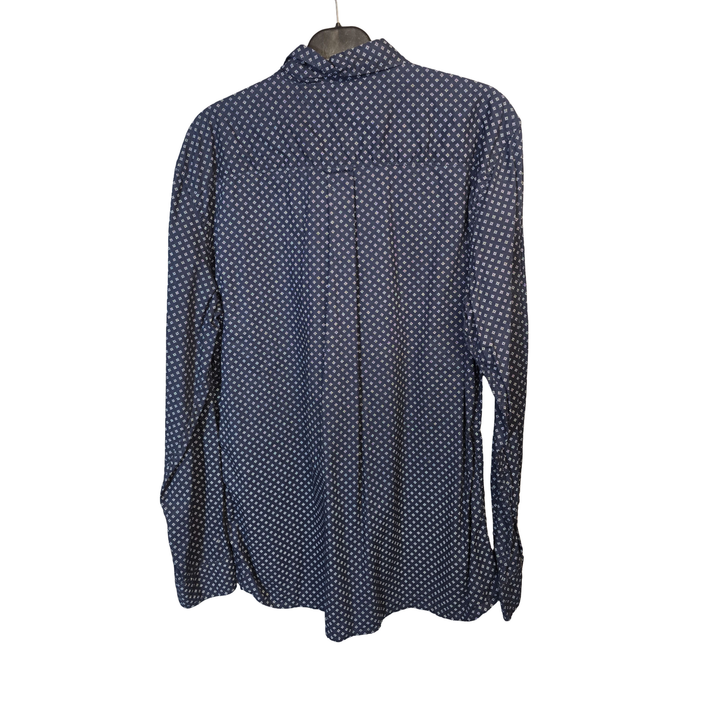 Peacocks Navy & White Patterned Slim Fit Shirt – Men’s Size L – 100% Cotton