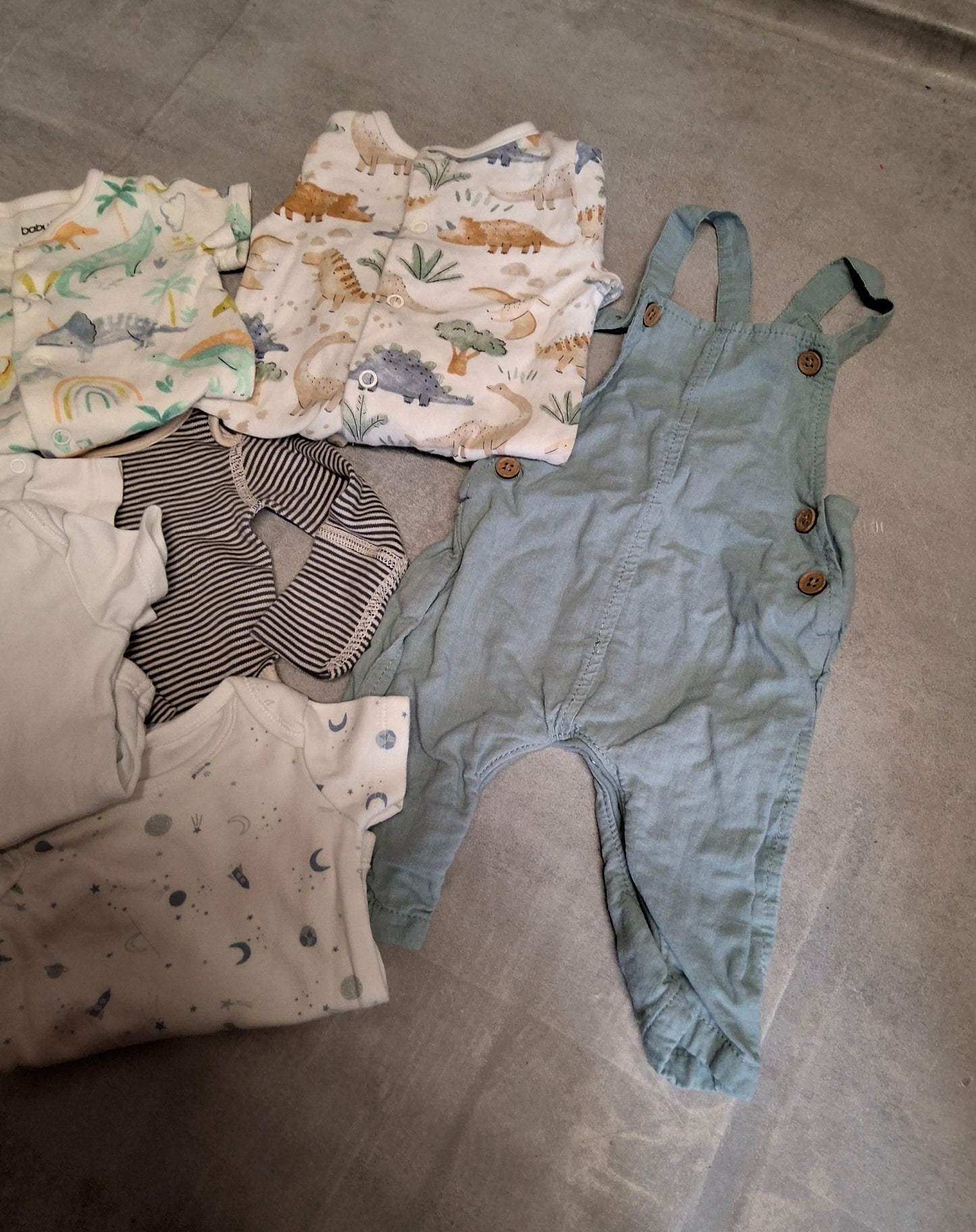 Newborn & 0–3 Months Baby Boy Bundle – Dungarees, Sleepsuit, Romper & Vests