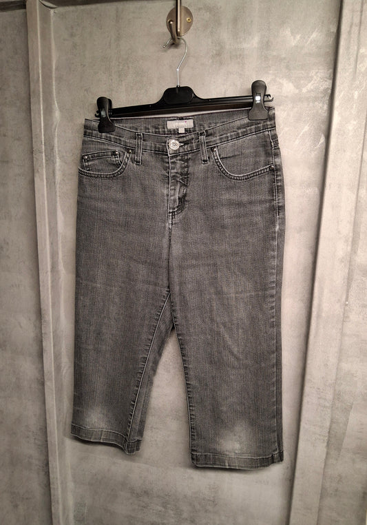 Per Una Grey Cropped Jeans – Size 8 Long – Mid Rise – Stretch Denim – Pockets