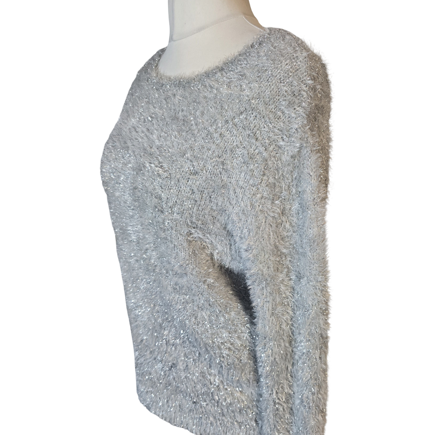 George Silver Fluffy Jumper – Size 10 – Soft, Sparkly & Cosy