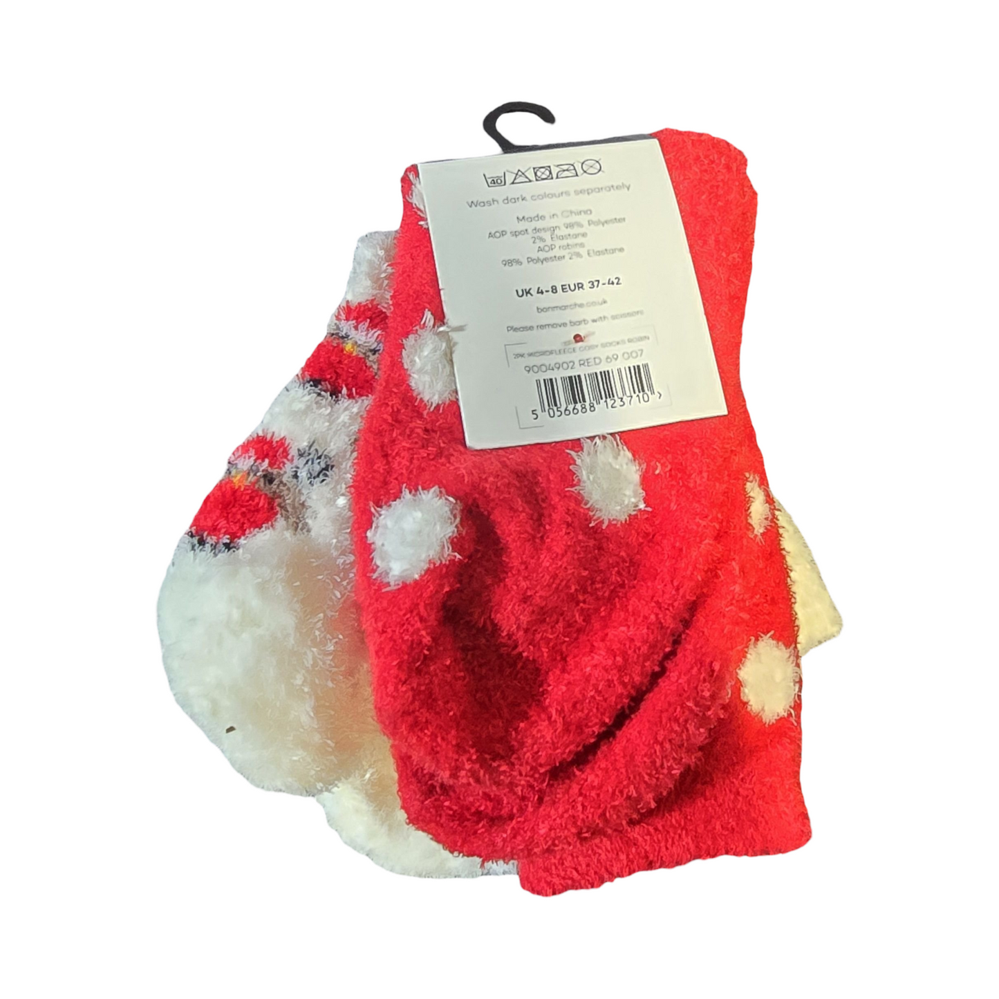 Bonmarché Cosy Socks – 2-Pack Robin & Polka Dot – Size 4–8 – NWT