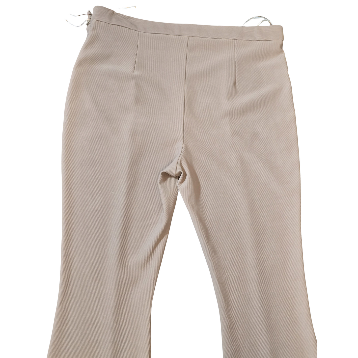 Primark Camel Ribbed Flared Leggings – Size 20 – High Waisted with Side Zip & Slit Hem