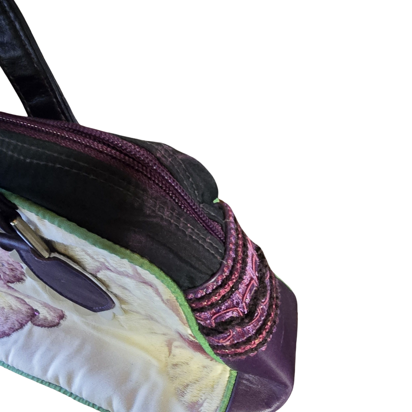 Spencer & Rutherford Purple & Gold Geometric Floral Handbag – Medium