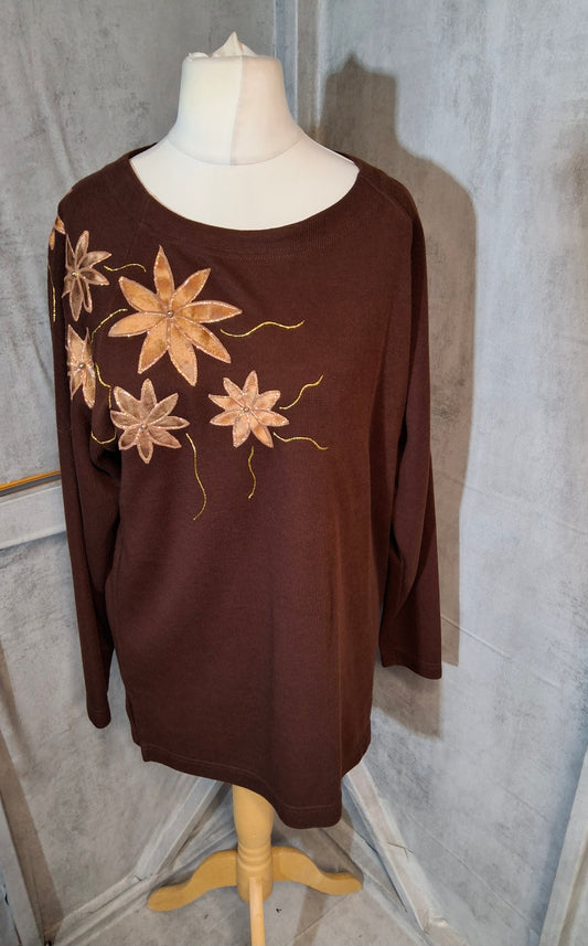 Lesley-Anne Brown Floral Jumper – Size 14/16 (M/L)