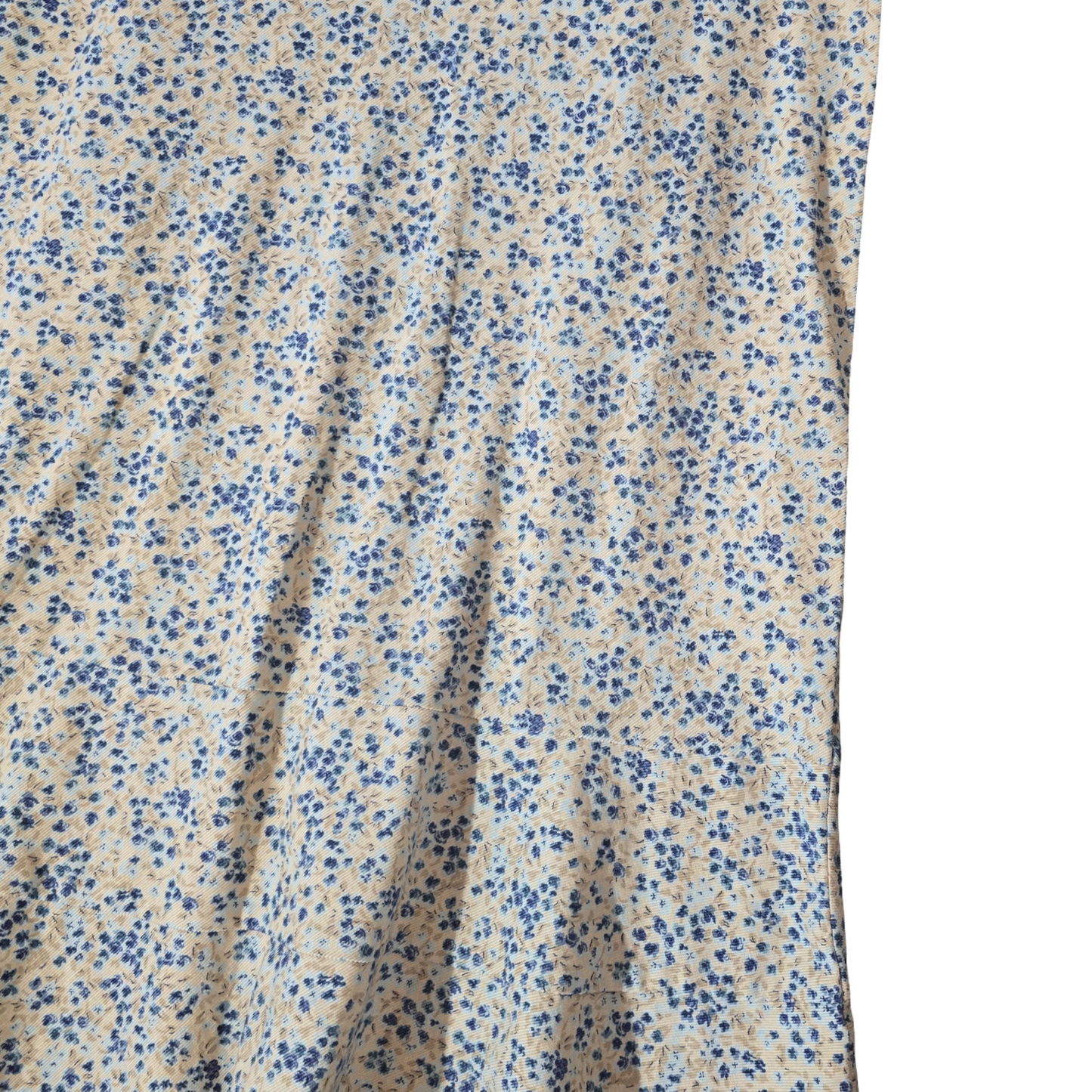 Per Una Beige & Blue Floral Corduroy Midi Skirt – Size 16 – 100% Cotton