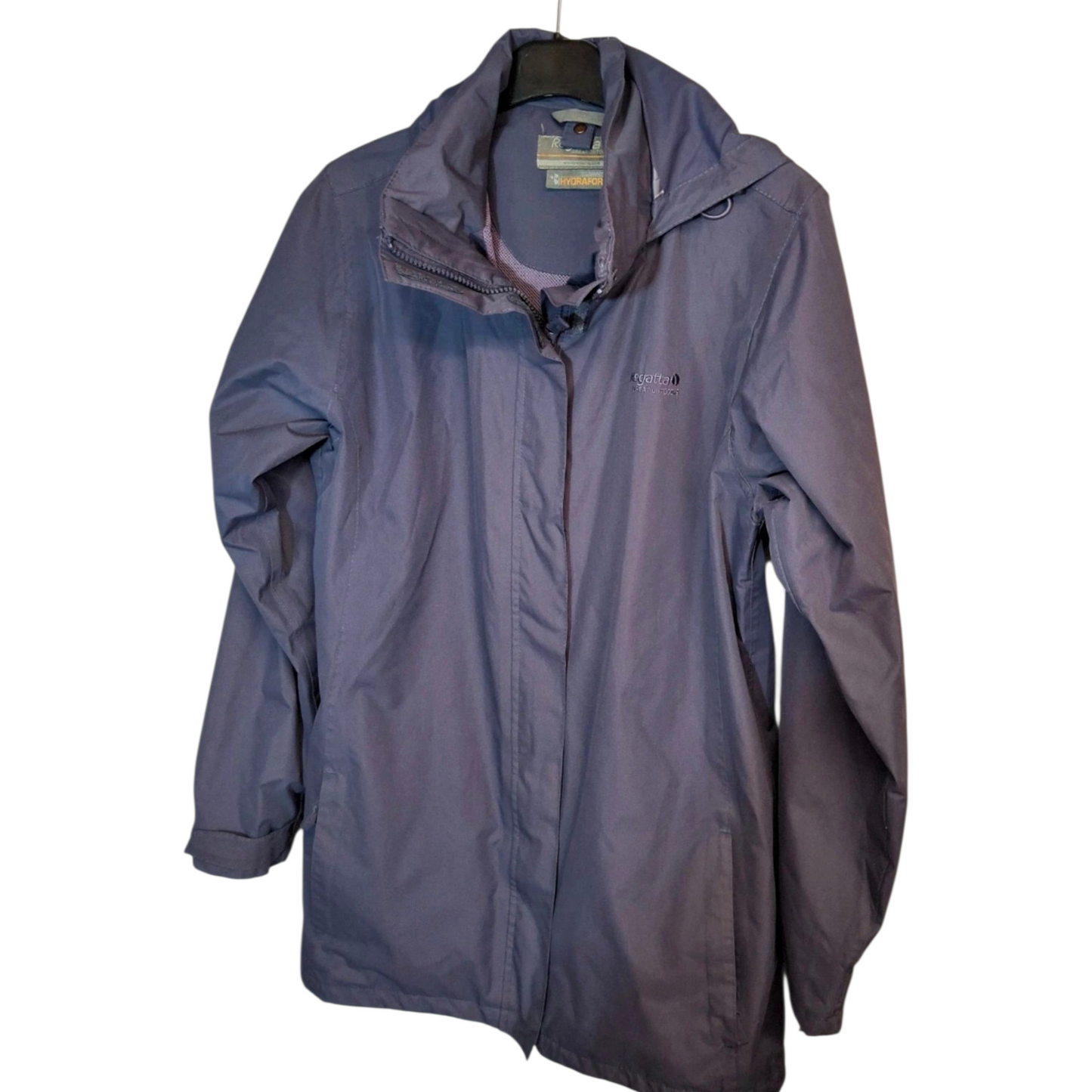 Regatta Purple Hydrafort Waterproof Jacket – Hooded – UK 12/14 – Zip & Velcro
