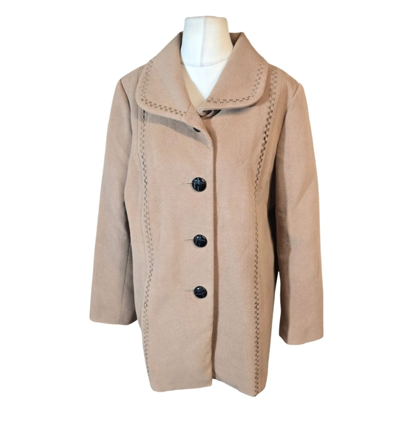 Classics Coat Beige Size 18 Embroidered Smart Causal 