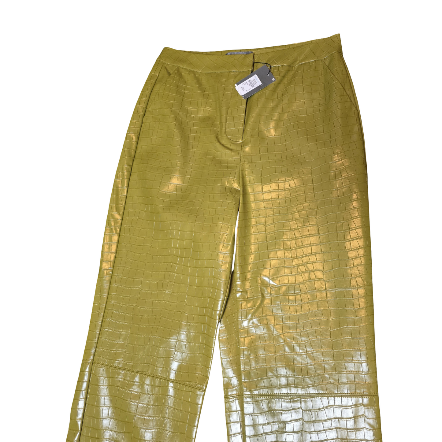 Primark Olive Green Croc-Effect Faux Leather Trousers Size 12  NWT