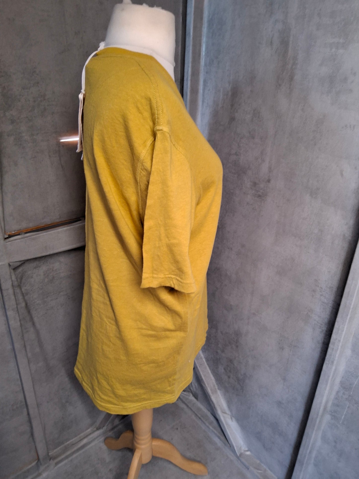 Thought Mustard Yellow Oversized T-Shirt NWT – Size L (UK size 12–16) Hemp Cotton Blend