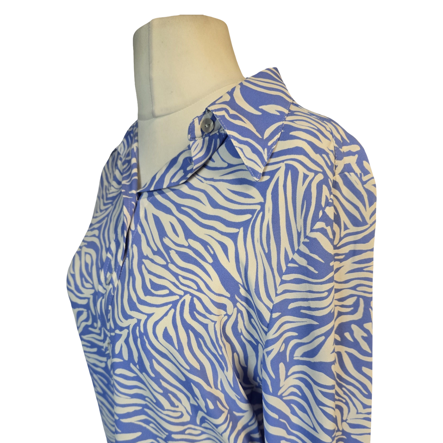 Marks & Spencer Blue & White Shirt Size 10 Relaxed Causal