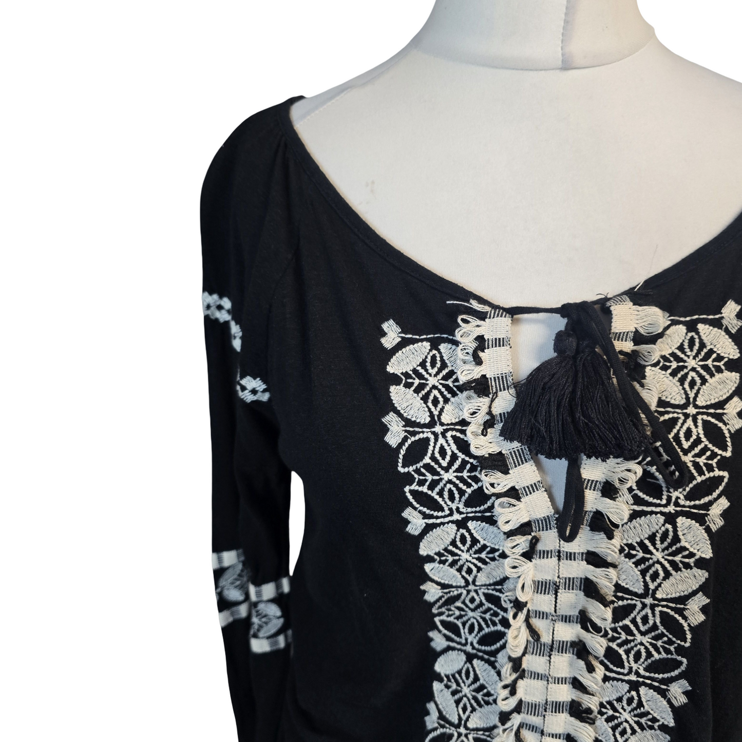 Black & White Long Sleeved Top Size 12 Easy Wear Miss Selfridge