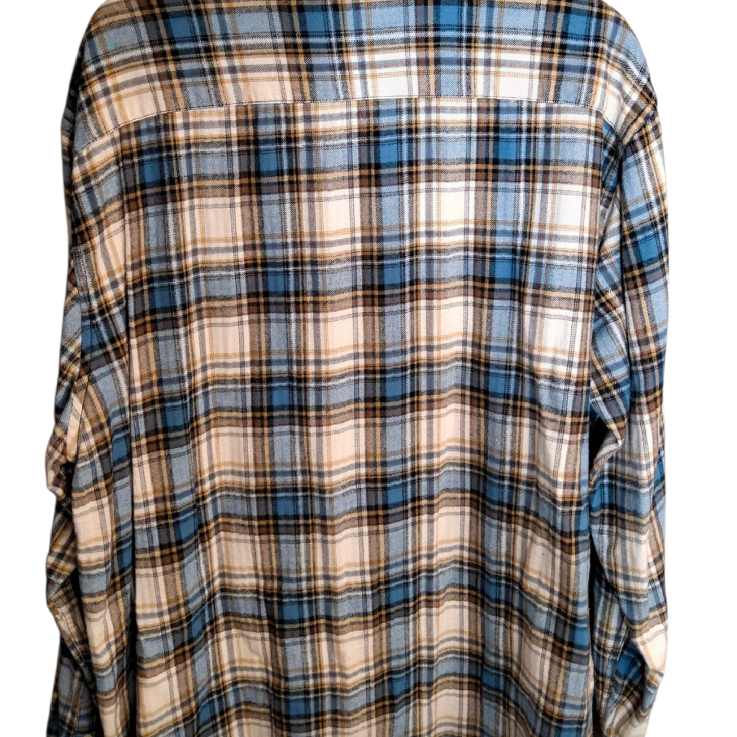 King’s Road Blue, Beige & White Checked Shirt – Men’s XL – 100% Cotton