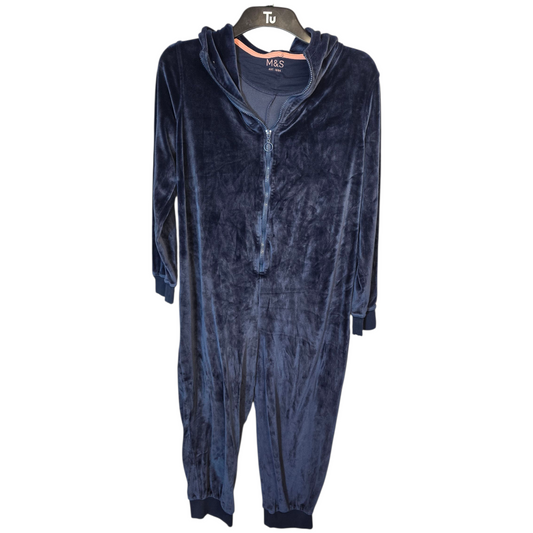 Next Navy & Pink Fleeced Hooded Onesie – Age 15–16 Years – Cosy Zip-Up