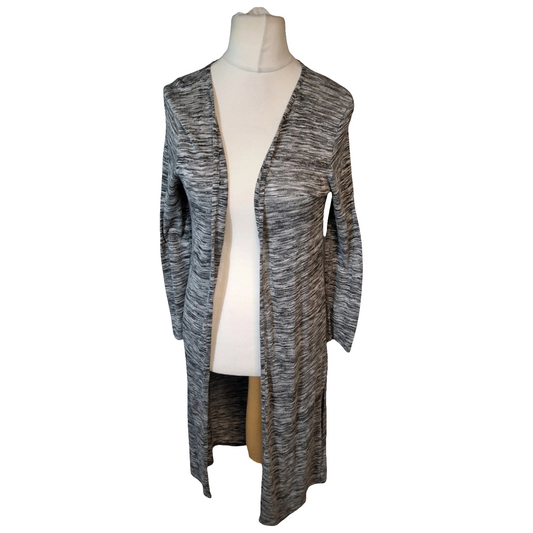 Tu Grey Marl Midi Cardigan – Open Front, Long Sleeve, Size 10
