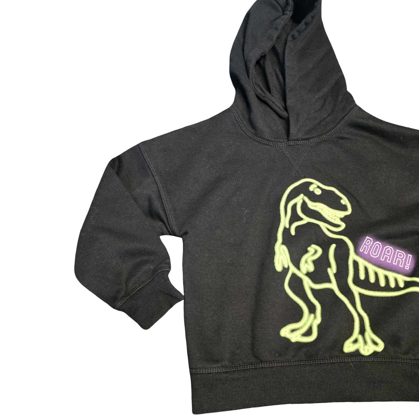 Primark Boys Black Dino Hoodie – Age 4-5 Years – Cotton Blend