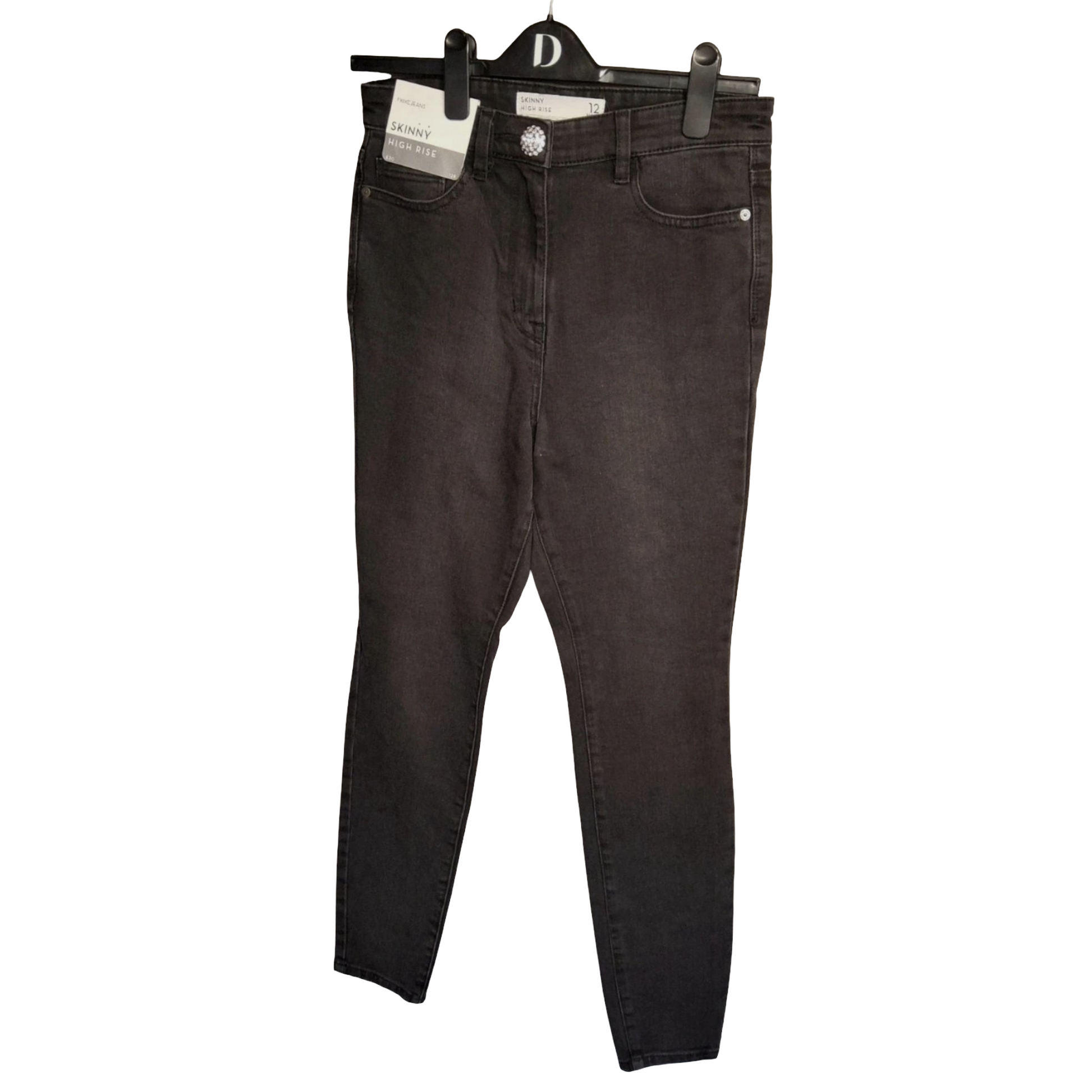 Next Black Skinny High Rise Jeans – Size 12 Regular – NWT RRP £30