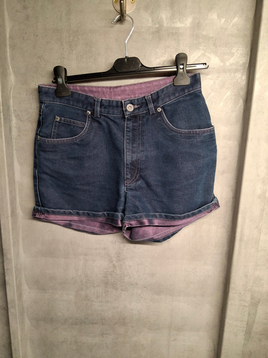 Y2k Next denim blue with purple trim high waisted shorts size 10