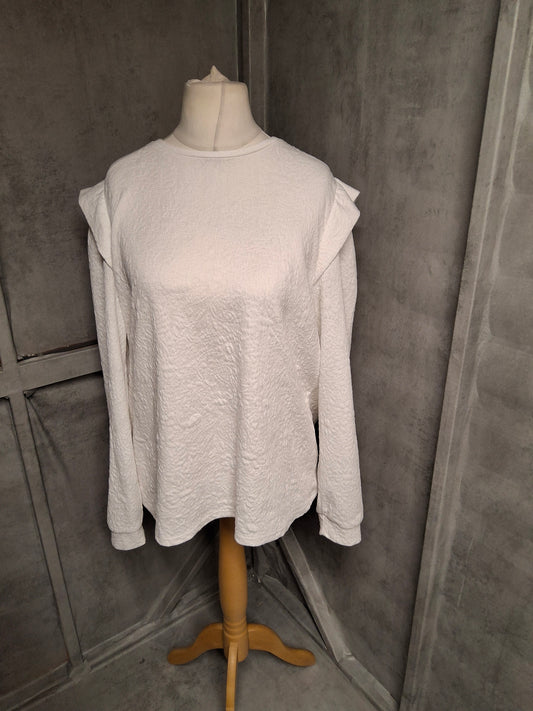 White Embossed Long Sleeve T-Shirt – Matalan – Size 18