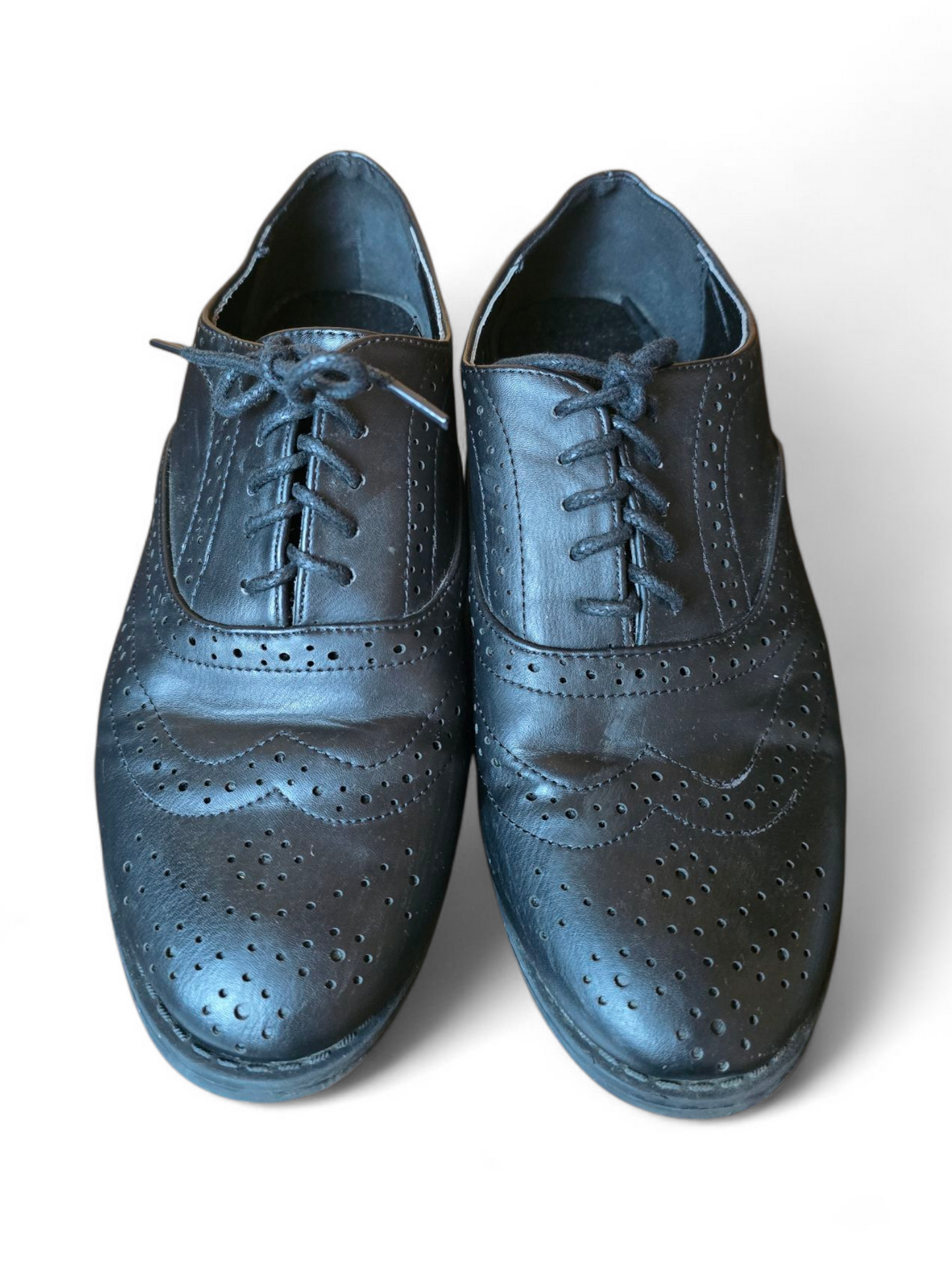 New Look Black Round Toe Lace-Up Flat Shoes Size 5 – Wide Fit, Light Wear, Smart Casual
