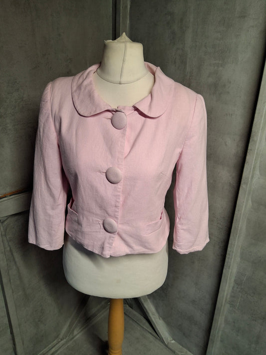 Y2K Pilot Baby Pink Cropped Jacket – Size 12