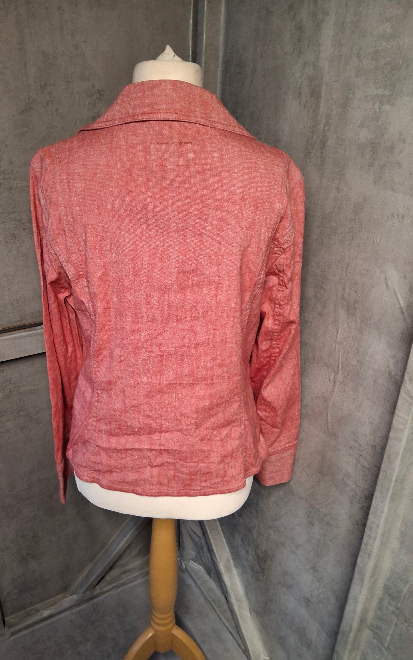 Per Una Red Linen Cotton Blazer UK 16 | Lightweight Tailored Jacket Smart Casual Spring Layer