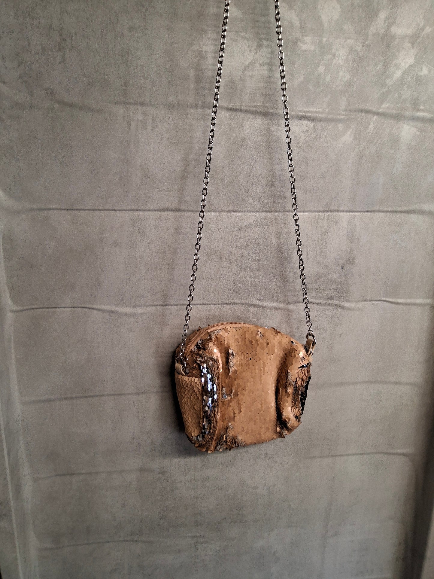 Primark Girls Rose Gold Sequin Bag – Detachable Chain Strap