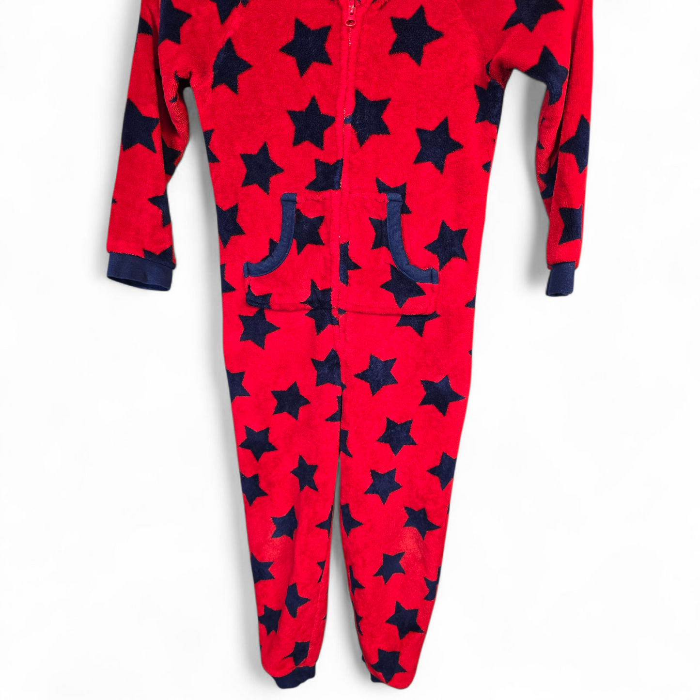 George Boys Red & Navy Star Fleece Onesie – Age 7–8 Years