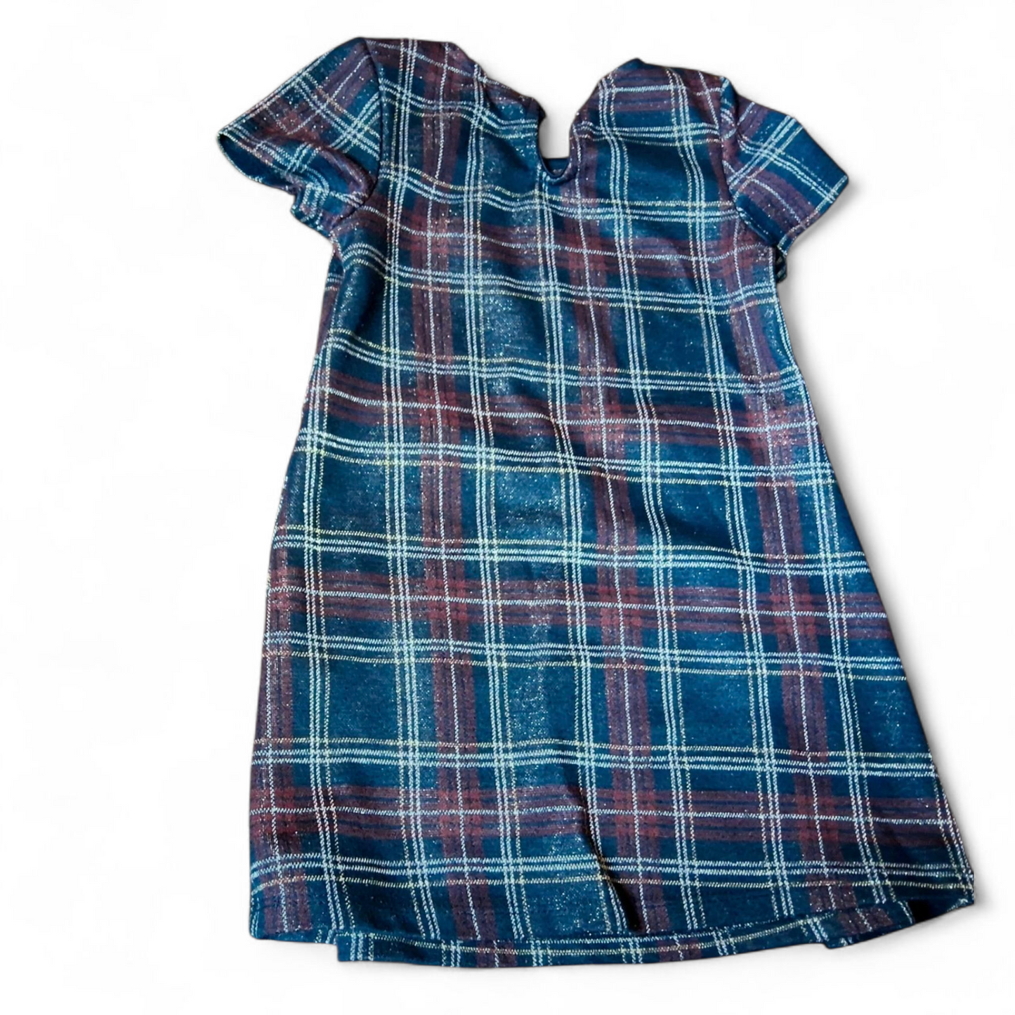 Primark Girls Black & Burgundy Glitter Checked Dress – Age 2–3 Years – Polyester