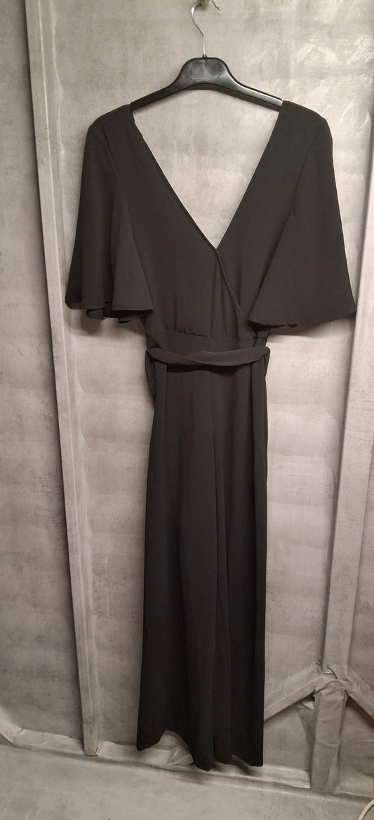 H&M Black Flared Leg Belted Jumpsuit – Size EU34 (UK 6, fits 8)
