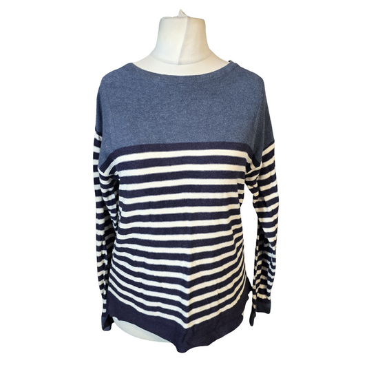 White Stuff Navy & White Striped Lightweight Jumper – Size 8