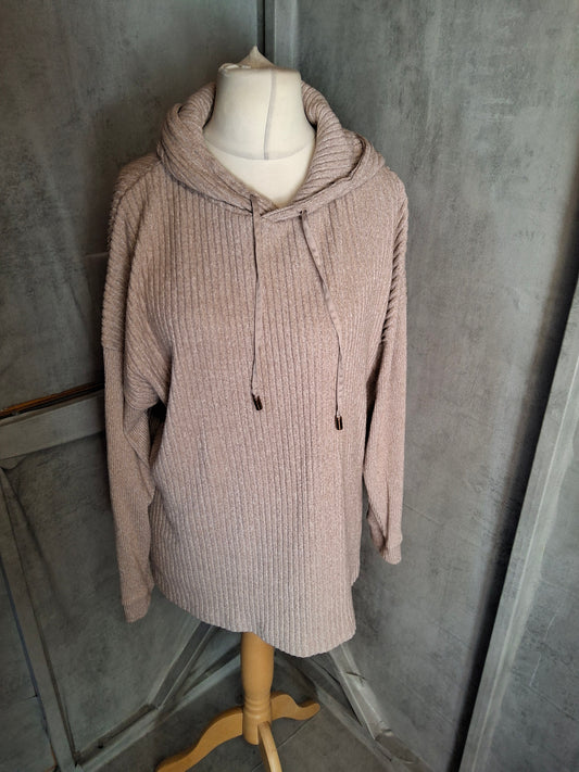 F&F Light Pink Ribbed Lounge Hoodie Jumper – Size 16/18
