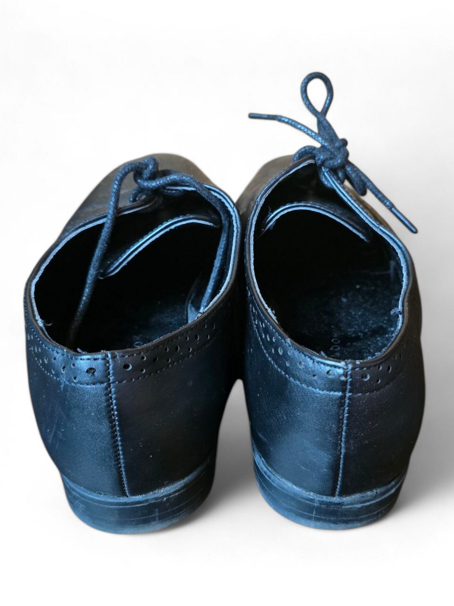 New Look Black Round Toe Lace-Up Flat Shoes Size 5 – Wide Fit, Light Wear, Smart Casual