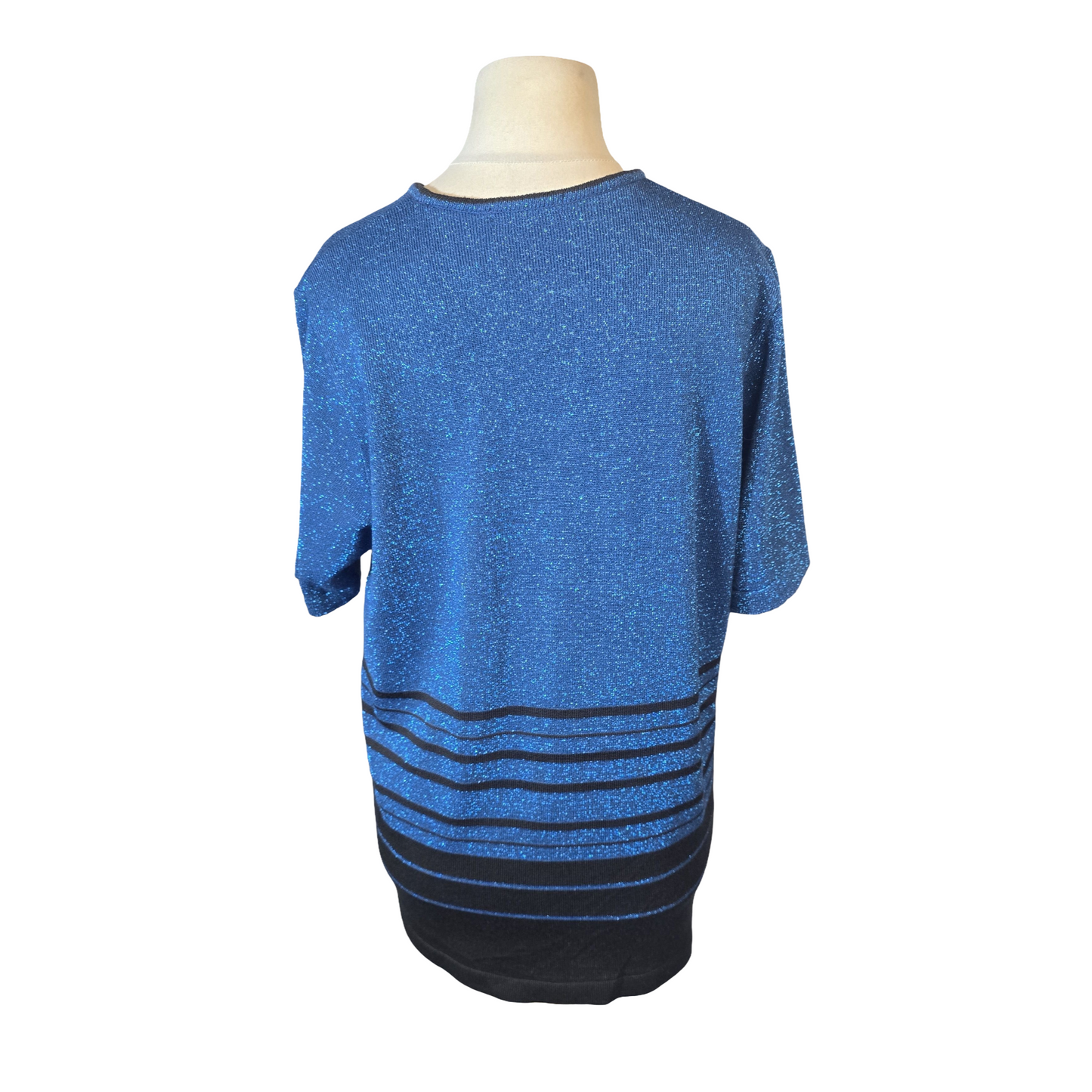 Berkertex Blue & Black Glitter Lightweight Jumper – Size 14/16 – Relaxed Fit
