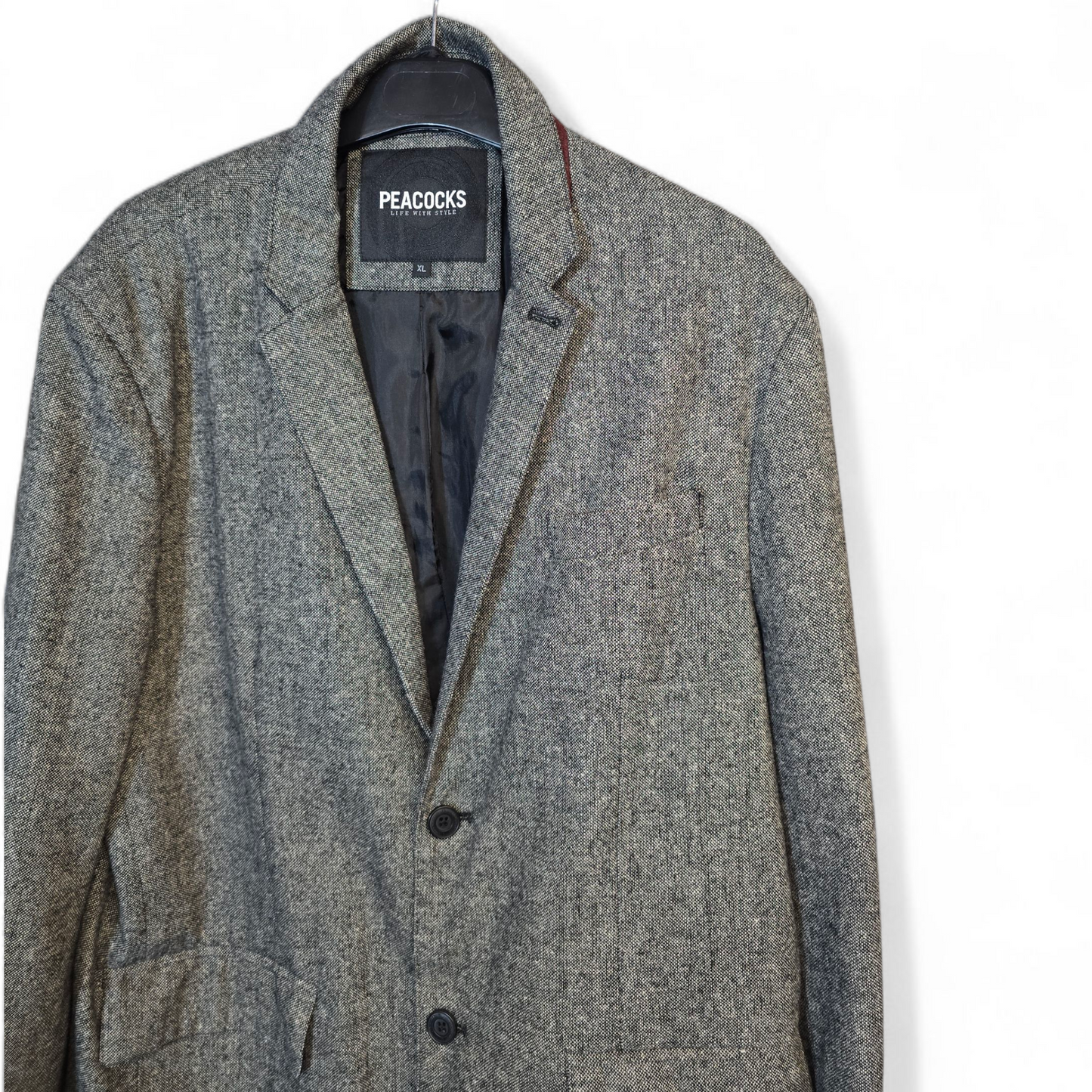 Peacocks Men’s Grey Blazer – Size XL, Wool Blend, 2 Button Close