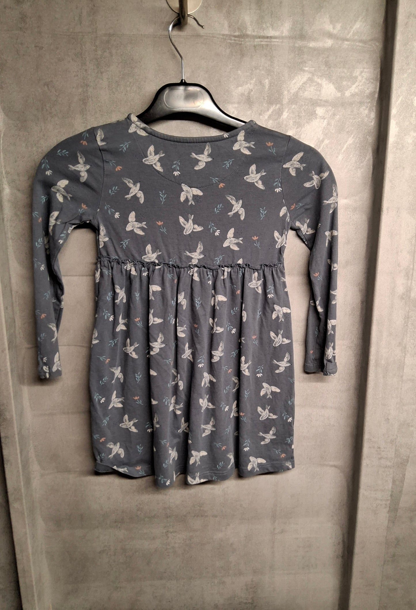 Tu Girls Navy Bird Print Dress – Age 4-5 Years – 100% Cotton