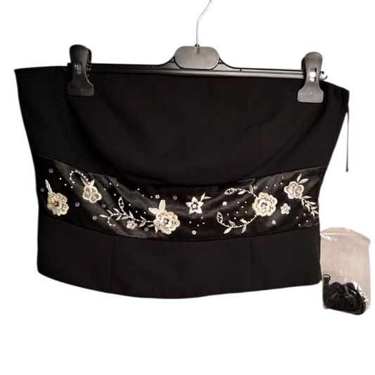 Nicholas Millington Black Floral Embroidered Corset Top – Size 14 – Evening Party Wear