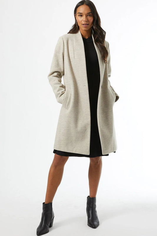 Dorothy Perkins Beige Cream Midi Coat – Size 18 – Classic Button-Up Layer