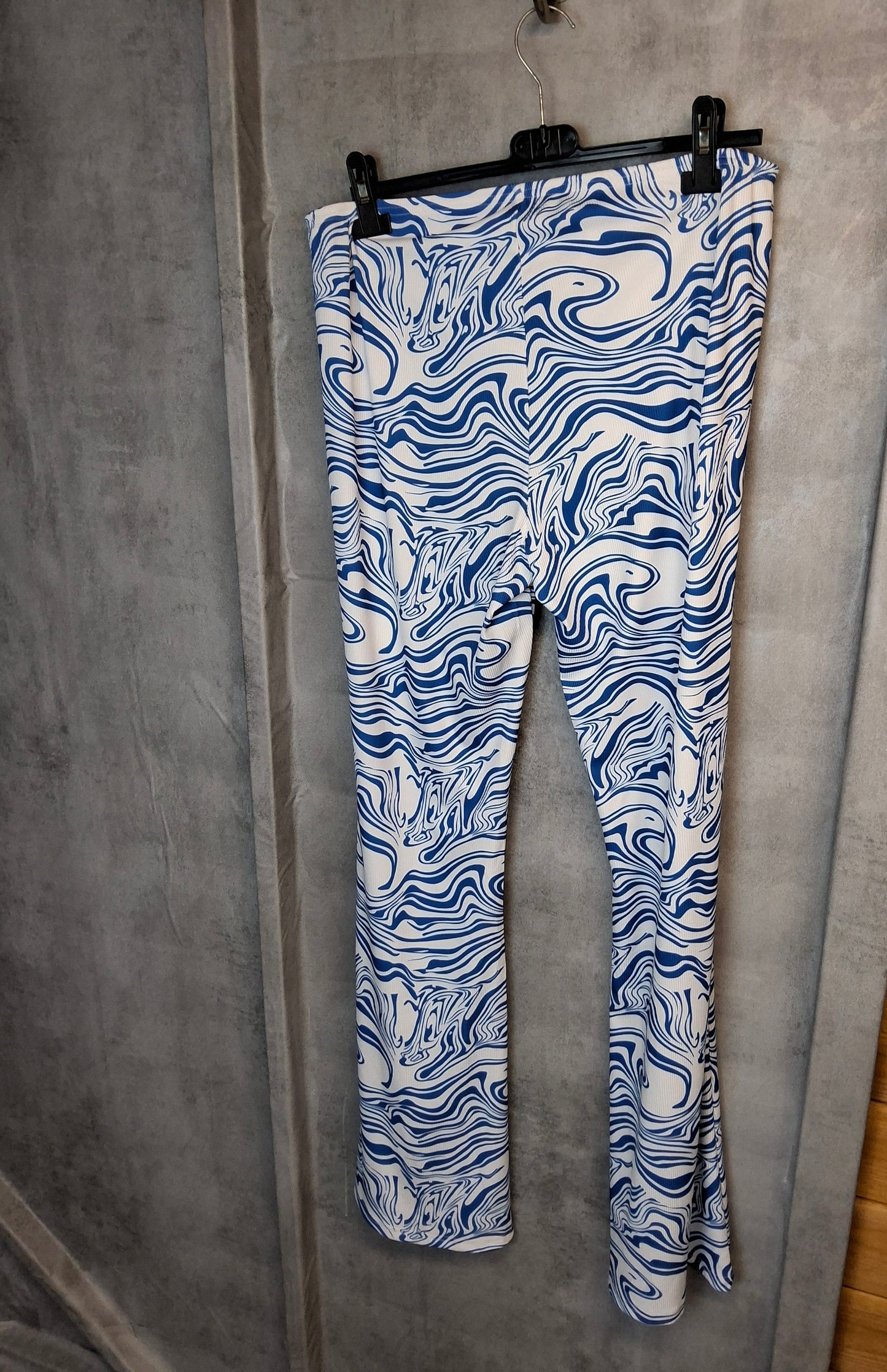 Shein Swirl Print Flares – Size XL / UK 14 | High Waist, Stretchy & Festival-Ready