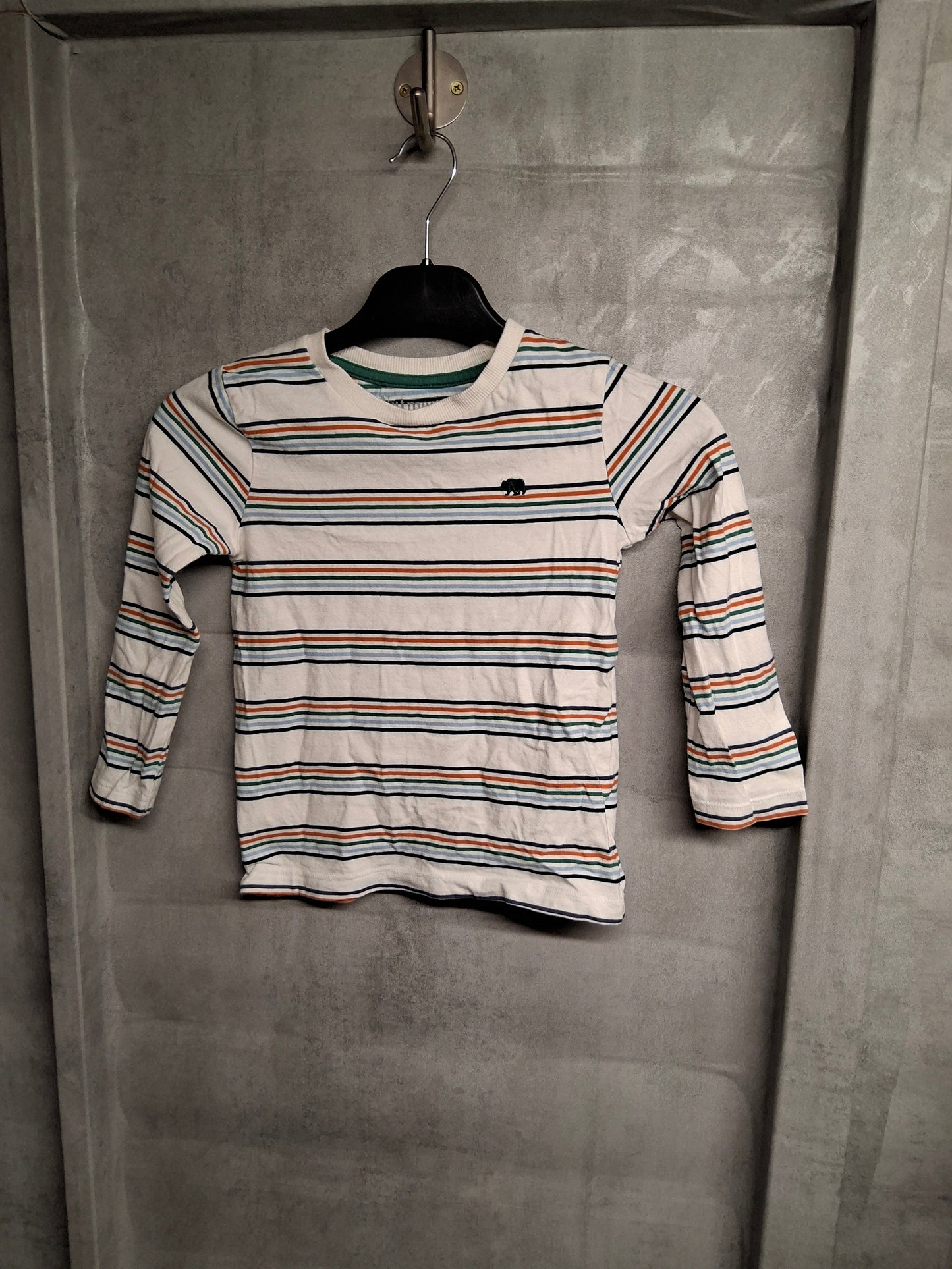 Nutmeg white & multicoloured striped long sleeved tshirt boys age 5-6years