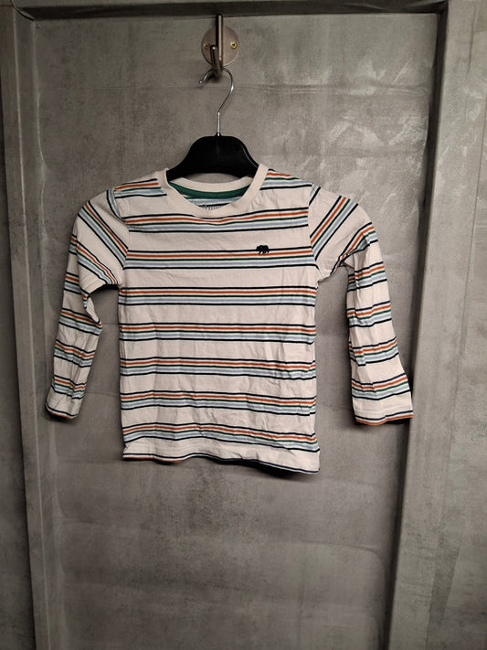 Nutmeg white & multicoloured striped long sleeved tshirt boys age 5-6years