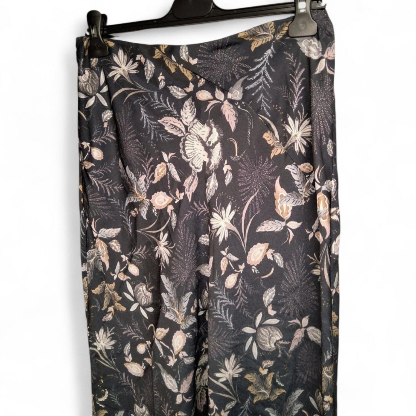Next Navy & Purple Floral Slip Midi Skirt – Size 10 Silky Flared Style